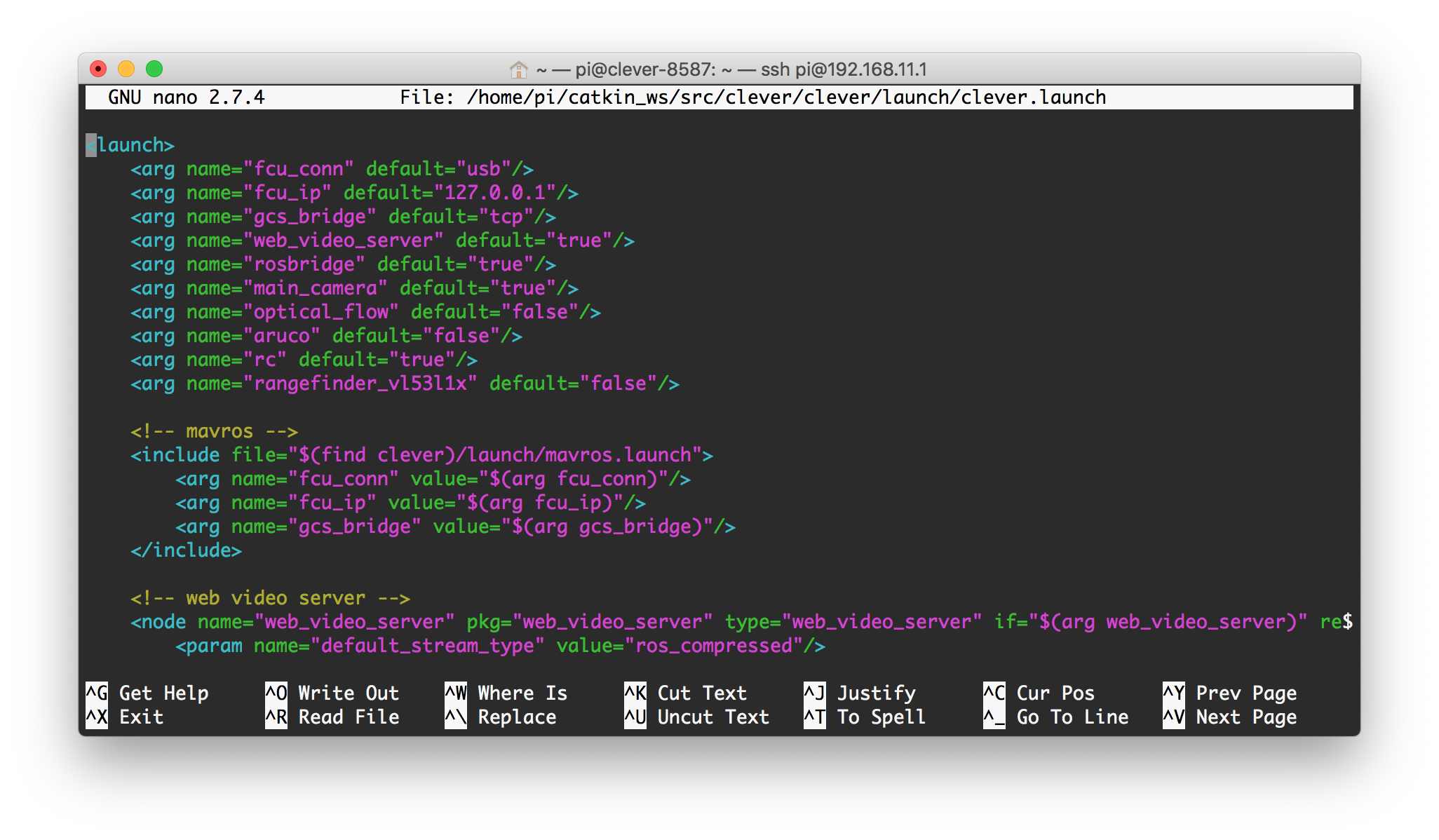 Редактирование файла в nano