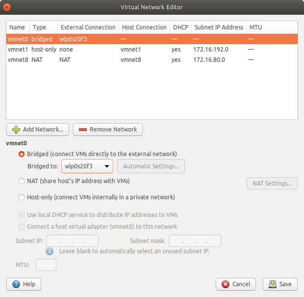 vmware-netcfg interface